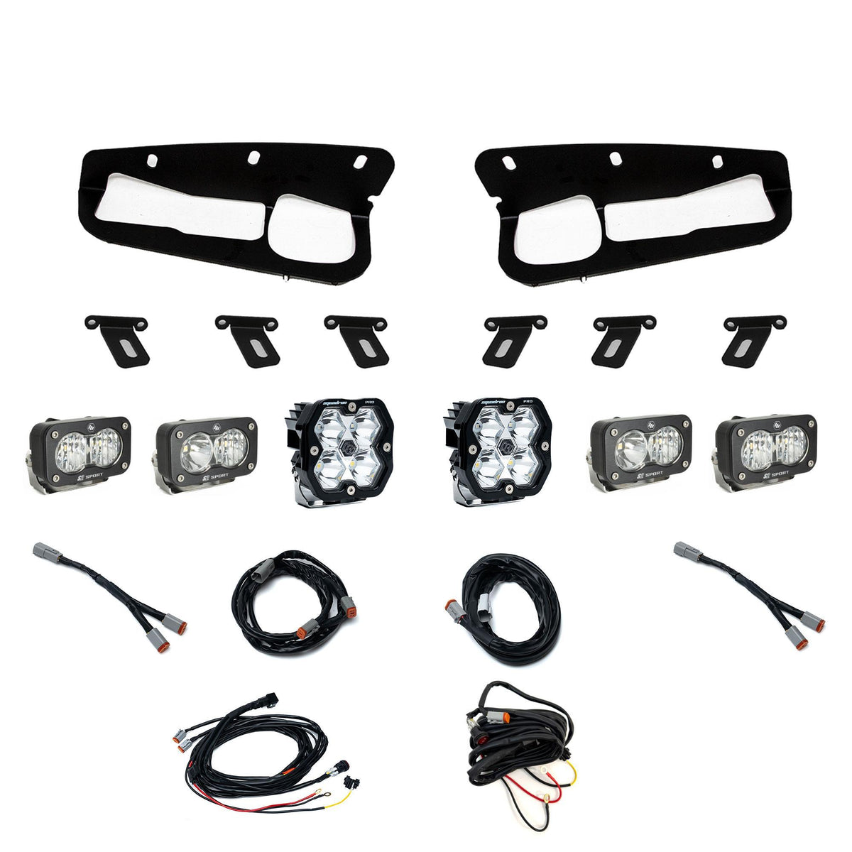 Baja Designs Squadron 2.0 Pro/Dual S2 Sport Fog Pocket Light Kit, Multi-Pattern, Clear, Toggle Wiring for Ford 2021-26 Bronco, 2022-24 Bronco Raptor, with Steel Bumper 44-0085