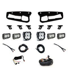 Baja Designs Squadron 2.0 Sport/Dual S2 Sport Sportsmen Fog Pocket Light Kit, Multi-Pattern, Clear, Upfitter Wiring for Ford 2021-26 Bronco, 2022-24 Bronco Raptor, with Steel Bumper 44-0086-UP