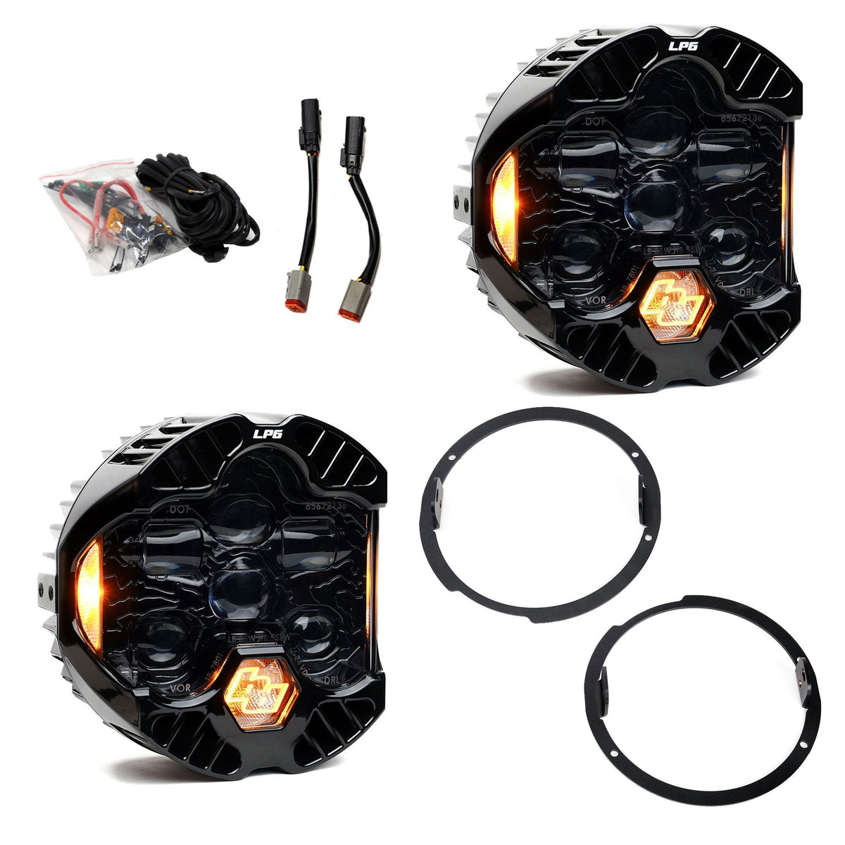 Baja Designs DOT LP6 LED Headlight Kit, Amber for Jeep 2007-2018 Wrangler JK, with LED Headlights 44-8311