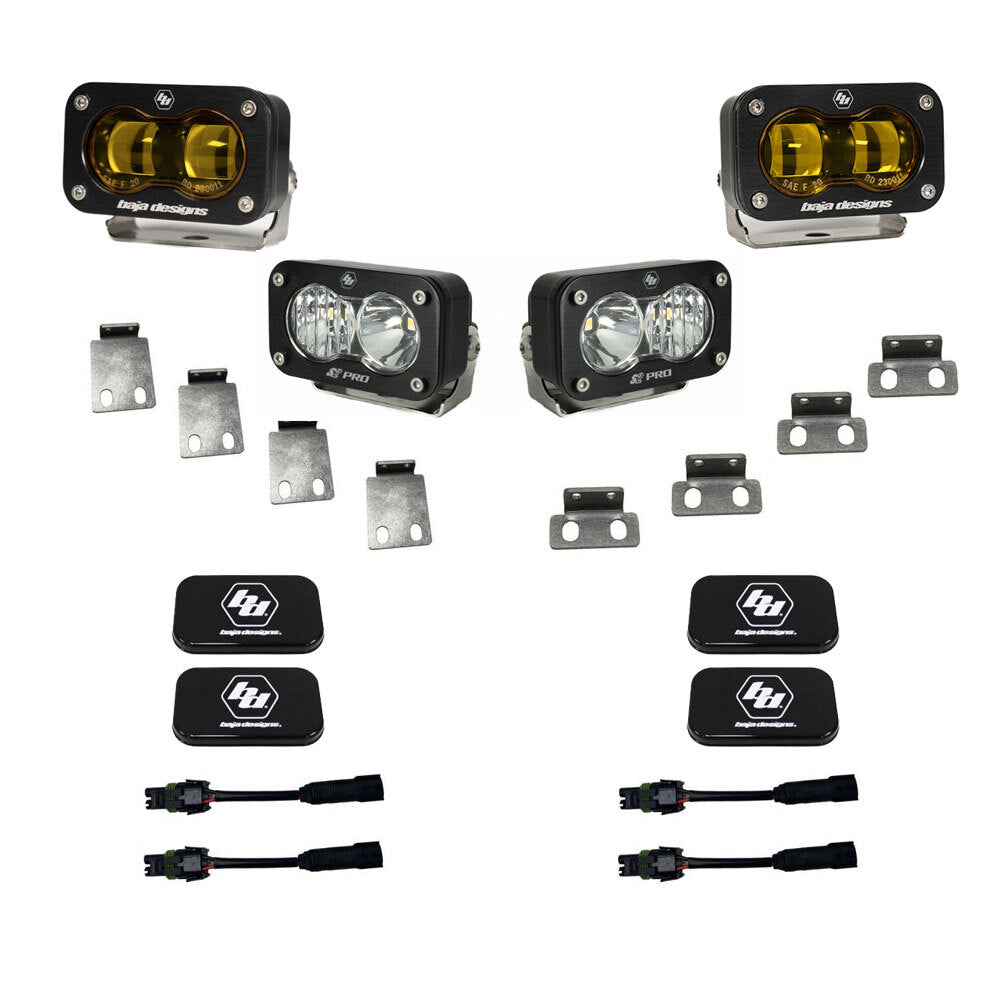 Baja Designs S2 SAE Amber/S2 Pro Fog Pocket Kit for Ford 2021-26 F-150 Raptor, 2023-26 Bronco Raptor, 2024-26 F-150 Raptor 37/R 448183