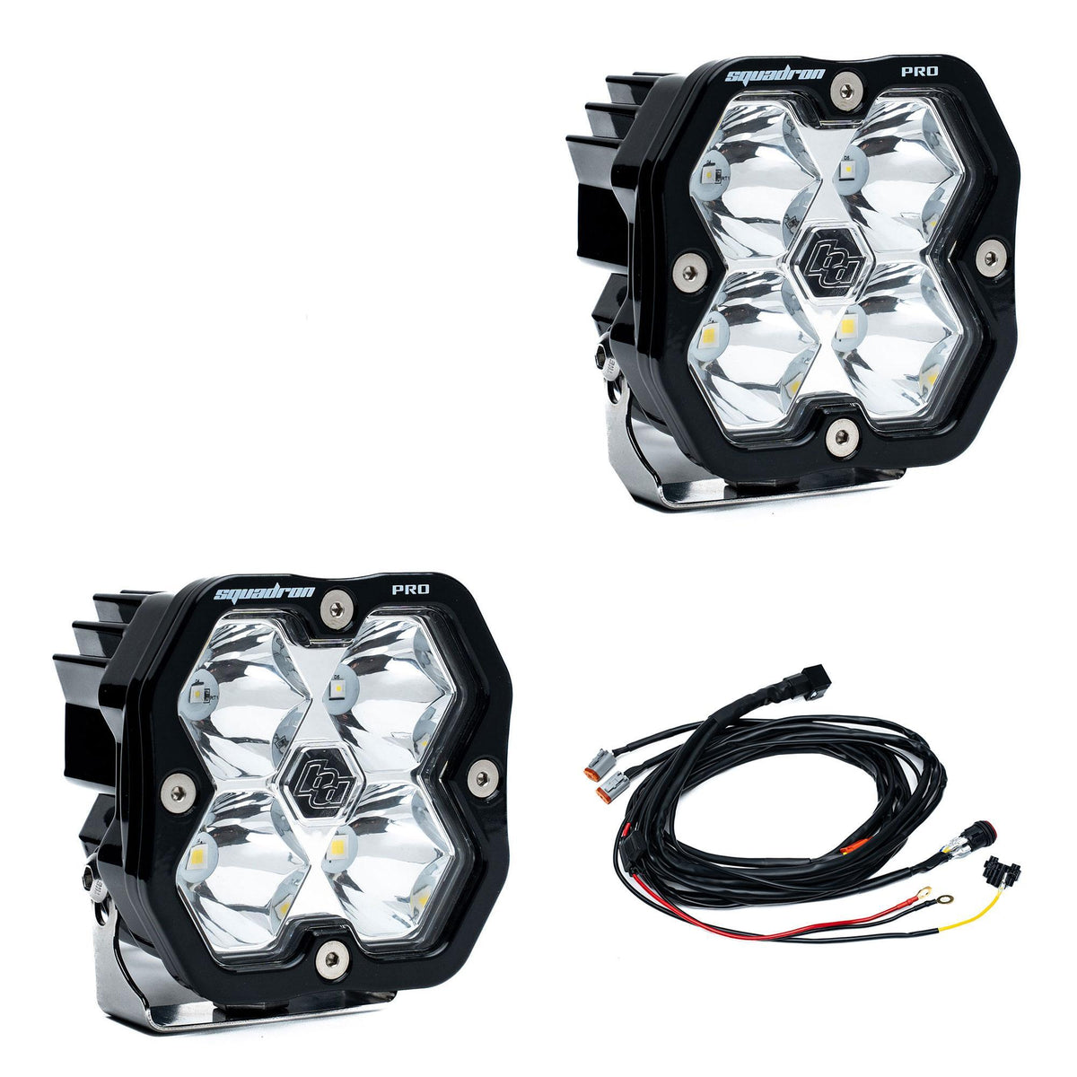Baja Designs Squadron 2.0 Pro Black LED Auxiliary Light Pod Pair, Spot, Clear 49-7801-2