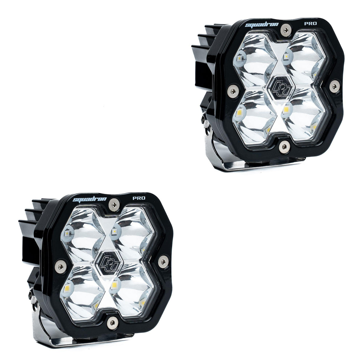 Baja Designs Squadron 2.0 Pro Black LED Auxiliary Light Pod Pair, No Harness, Spot, Clear 49-7801-2NH