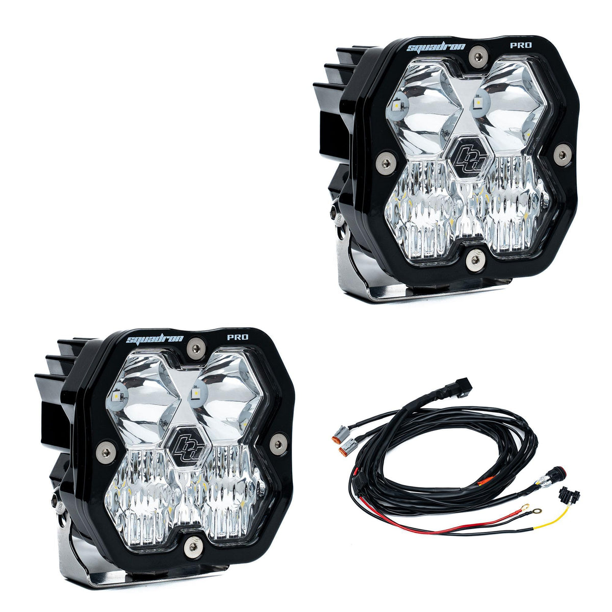 Baja Designs Squadron 2.0 Pro Black LED Auxiliary Light Pod Pair, Driving/Combo, Clear 49-7803-2
