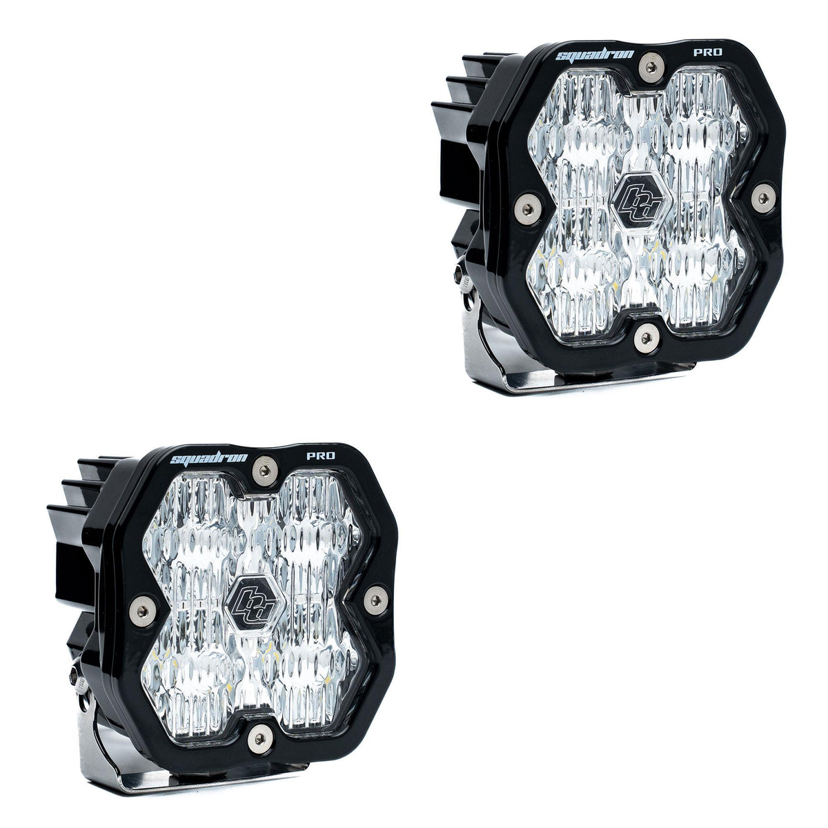 Baja Designs Squadron 2.0 Pro Black LED Auxiliary Light Pod Pair, No Harness, Wide Cornering, Clear 49-7805-2NH