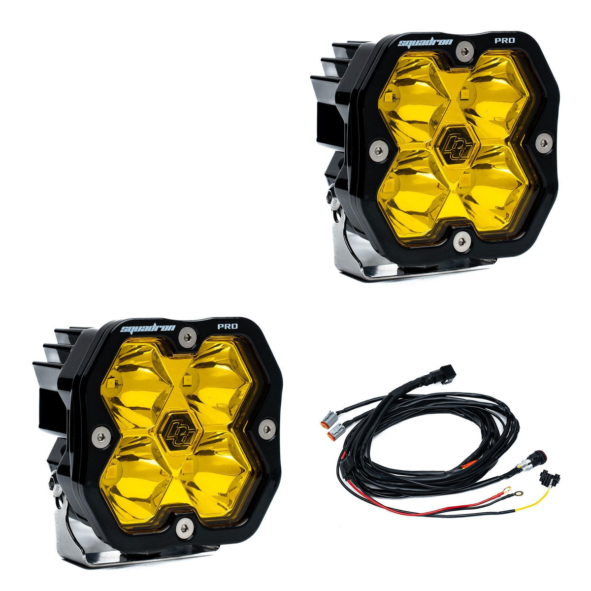 Baja Designs Squadron 2.0 Pro Black LED Auxiliary Light Pod Pair, Spot, Baja Amber 49-7811-2