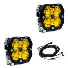Baja Designs Squadron 2.0 Pro Black LED Auxiliary Light Pod Pair, Spot, Baja Amber 49-7811-2