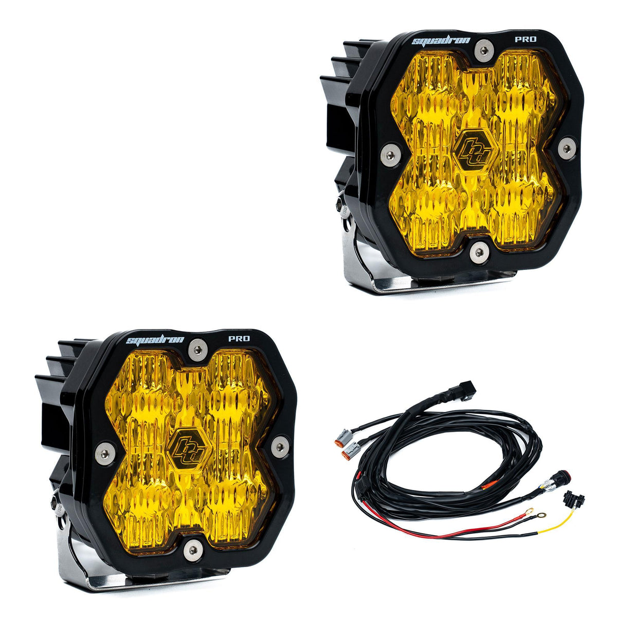 Baja Designs Squadron 2.0 Pro Black LED Auxiliary Light Pod Pair, Wide Cornering, Baja Amber 49-7815-2