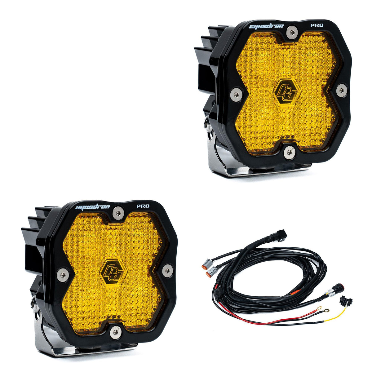 Baja Designs Squadron 2.0 Pro Black LED Auxiliary Light Pod Pair, Work/Scene, Baja Amber 49-7816-2