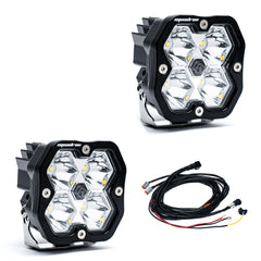 Baja Designs Squadron 2.0 Sport Black LED Auxiliary Light Pod Pair, Spot, Clear 55-7801-2