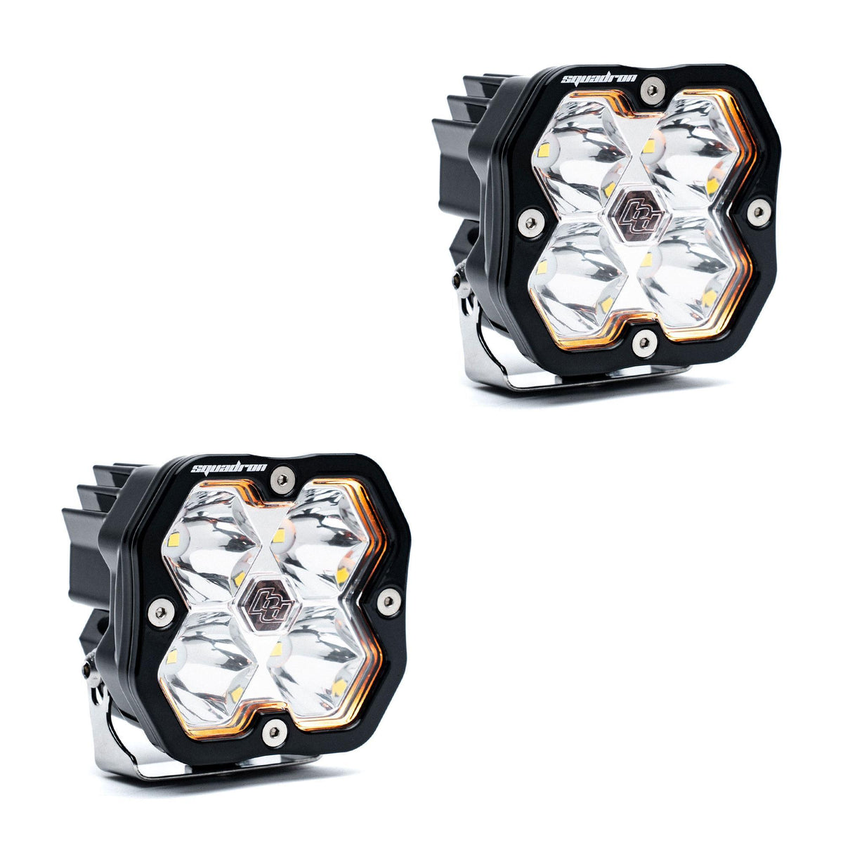 Baja Designs Squadron 2.0 Sport Black LED Auxiliary Light Pod Pair, No Harness, Spot, Clear 55-7801-2NH