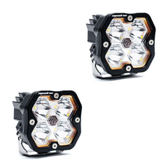 Baja Designs Squadron 2.0 Sport Black LED Auxiliary Light Pod Pair, No Harness, Spot, Clear 55-7801-2NH