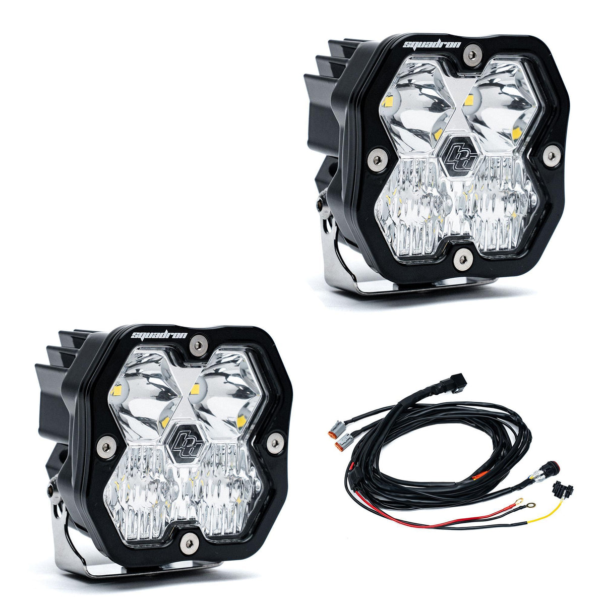 Baja Designs Squadron 2.0 Sport Black LED Auxiliary Light Pod Pair, Driving/Combo, Clear 55-7803-2