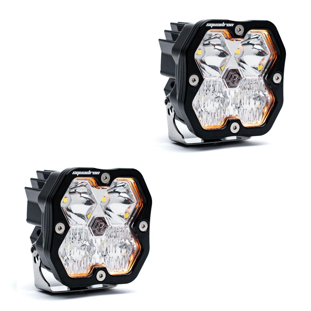 Baja Designs Squadron 2.0 Sport Black LED Auxiliary Light Pod Pair, No Harness, Driving/Combo, Clear 55-7803-2NH