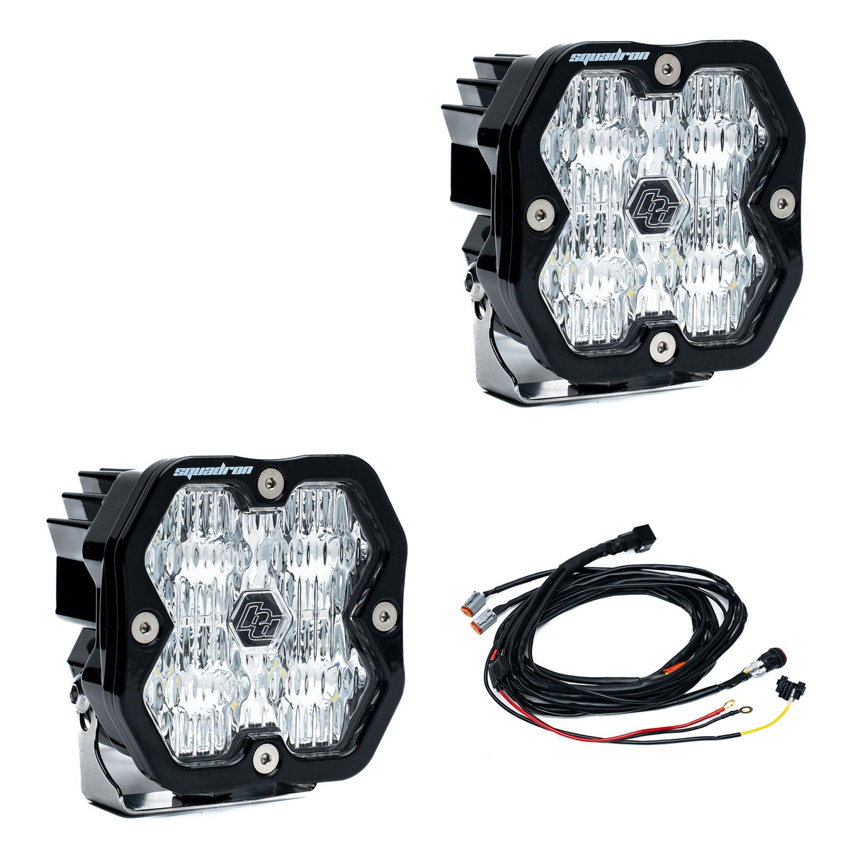 Baja Designs Squadron 2.0 Sport Black LED Auxiliary Light Pod Pair, Wide Cornering, Clear 55-7805-2