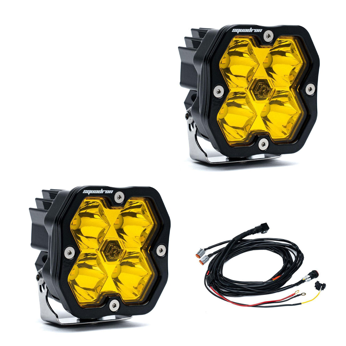 Baja Designs Squadron 2.0 Sport Black LED Auxiliary Light Pod Pair, Spot, Baja Amber 55-7811-2