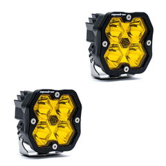 Baja Designs Squadron 2.0 Sport Black LED Auxiliary Light Pod Pair, No Harness, Spot, Baja Amber 55-7811-2NH