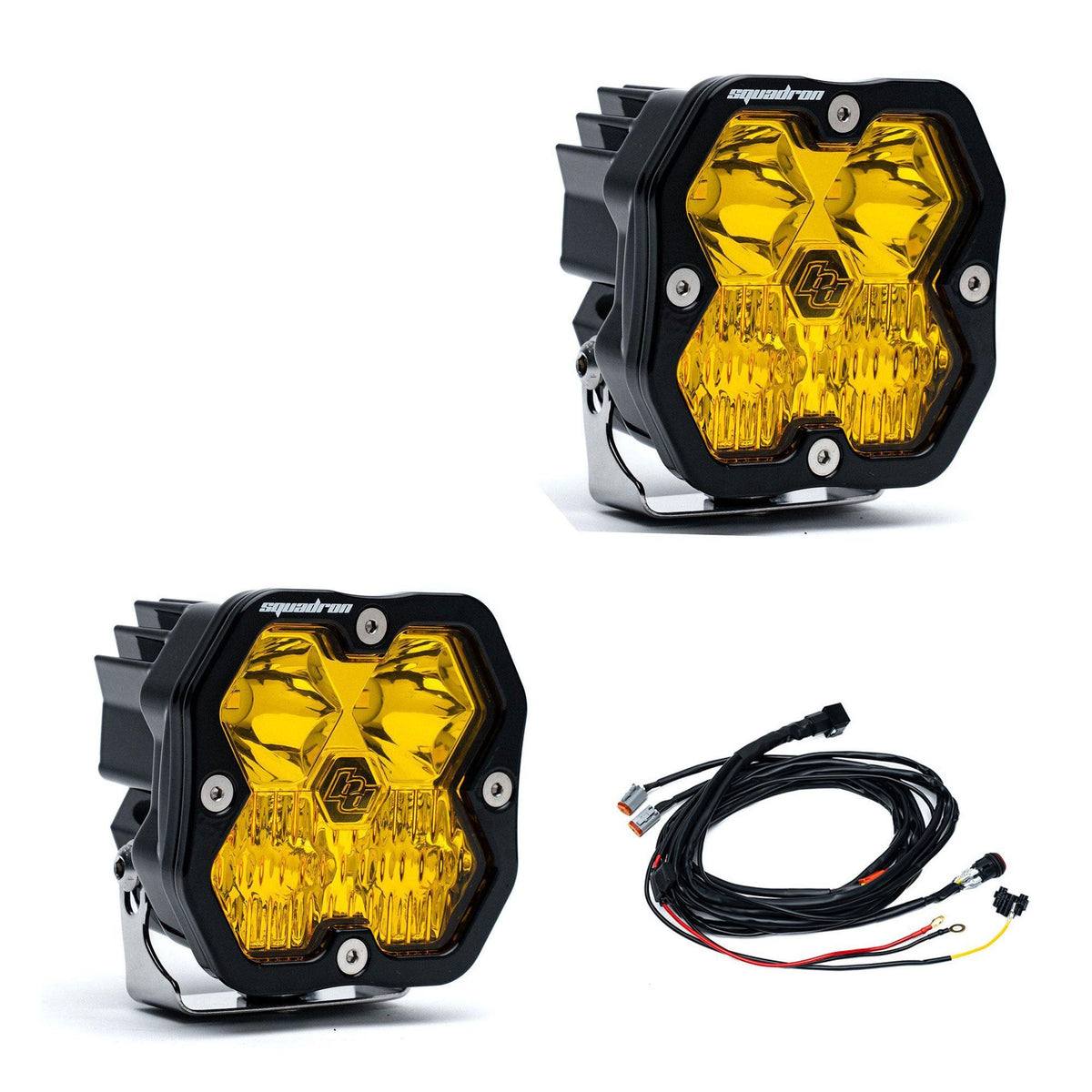 Baja Designs Squadron 2.0 Sport Black LED Auxiliary Light Pod Pair, Driving/Combo, Baja Amber 55-7813-2