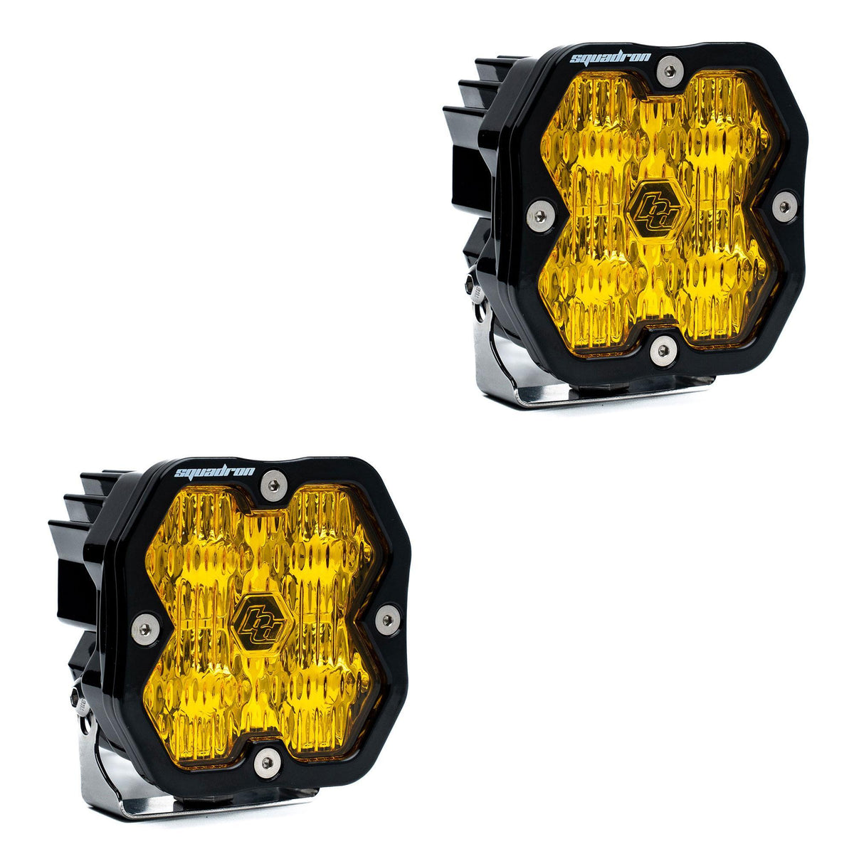 Baja Designs Squadron 2.0 Sport Black LED Auxiliary Light Pod Pair, No Harness, Wide Cornering, Baja Amber 55-7815-2NH