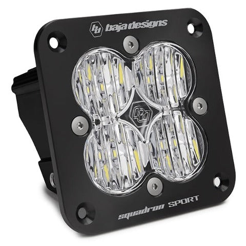 Baja Designs 551005 Flush Mount LED Light Pod Black Clear Lens Wide Cornering Pattern Squadron Sport