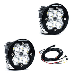 Baja Designs Squadron-R 2.0 Sport Black LED Auxiliary Light Pod Pair, with Harness, Spot, Clear 58-7801-2
