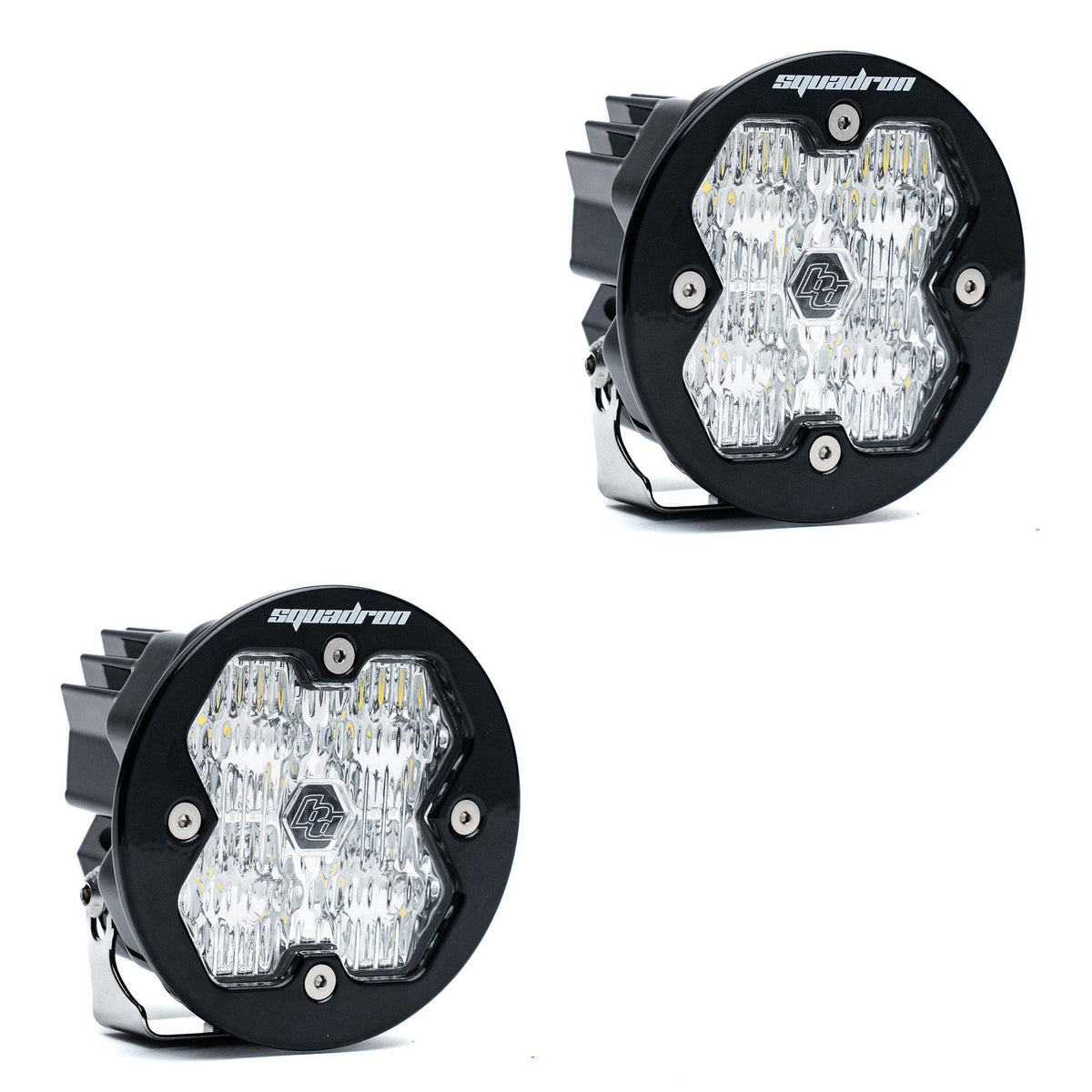 Baja Designs Squadron-R 2.0 Sport Black LED Auxiliary Light Pod Pair, No Harness, Wide Cornering, Clear 58-7805-2NH