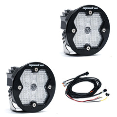 Baja Designs Squadron-R 2.0 Sport Black LED Auxiliary Light Pod Pair, with Harness, Work/Scene, Clear 58-7806-2