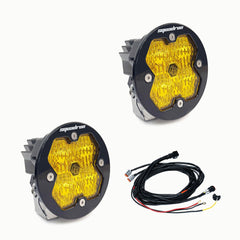 Baja Designs Squadron-R 2.0 Sport Black LED Auxiliary Light Pod Pair, with Harness, Wide Cornering, Baja Amber 58-7815-2