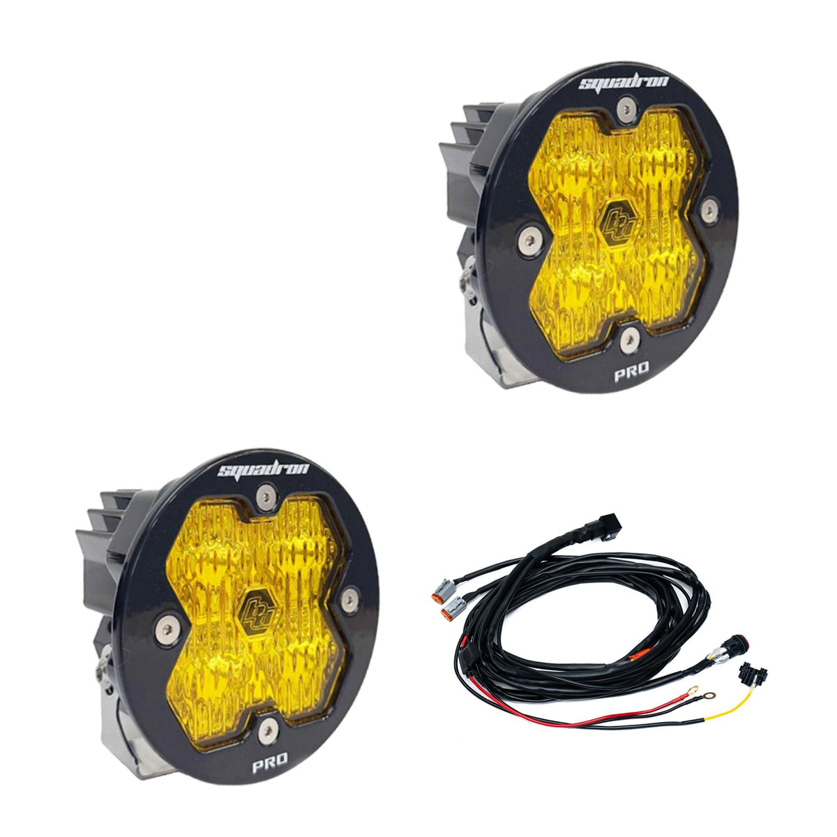 Baja Designs Squadron-R 2.0 Pro Black LED Auxiliary Light Pod Pair, Wide Cornering, Baja Amber 59-7815-2