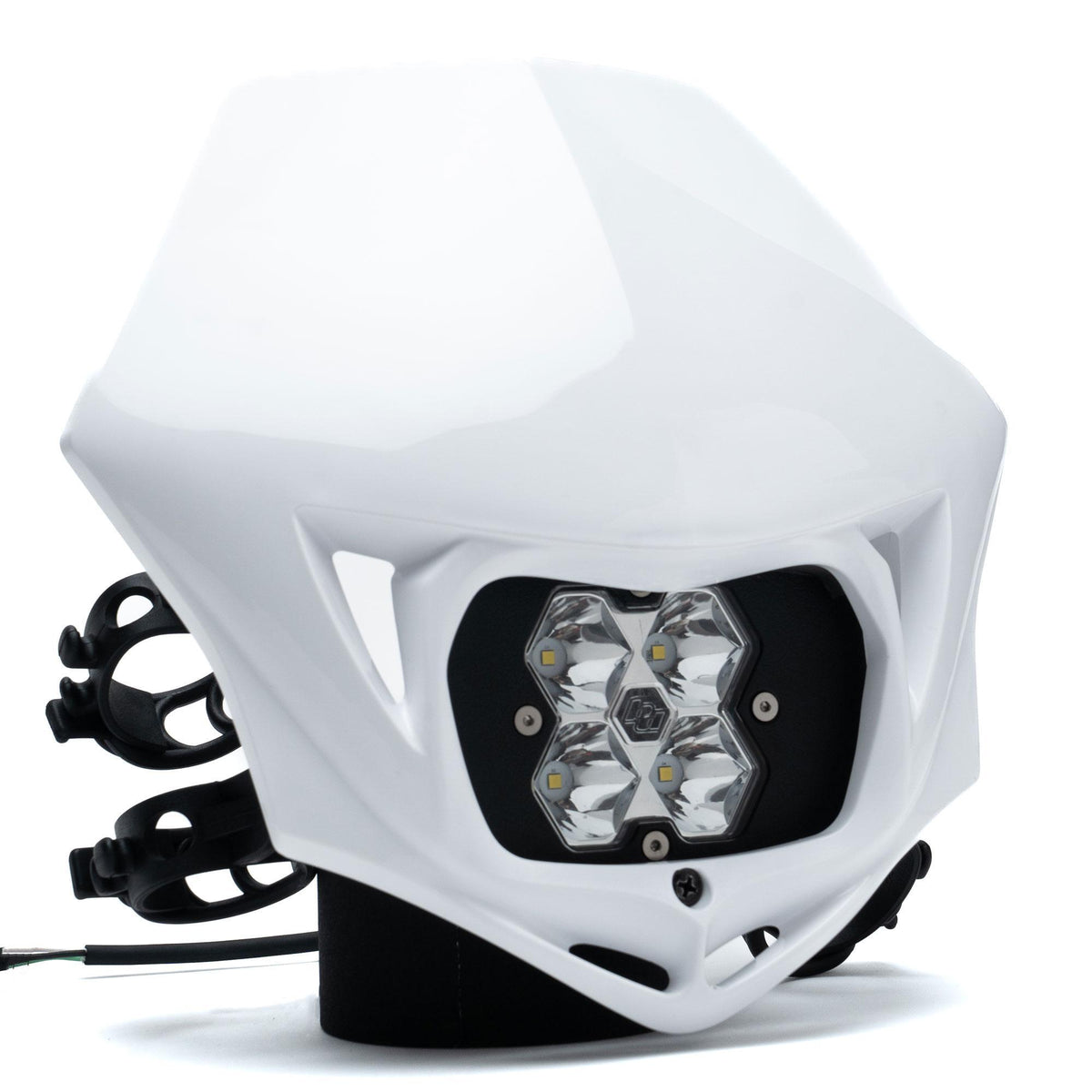 Baja Designs Squadron 2.0 Sport Motorcycle DC LED Headlight Kit with Shell, White Shell, Spot, Clear 84-7000-WT
