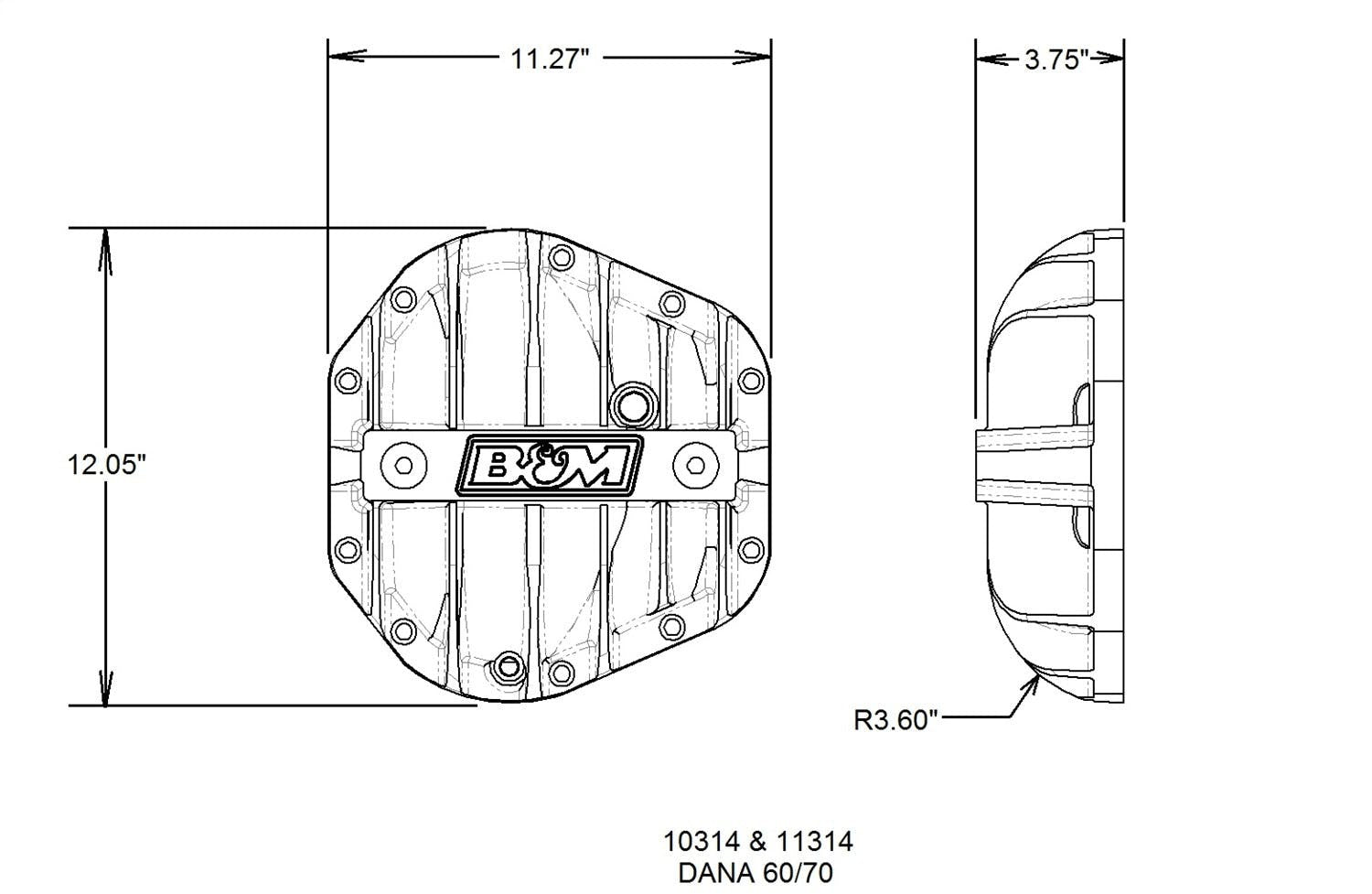 B&M 10314 DIFF COVER,DANA 60/70 CAST ALUM.