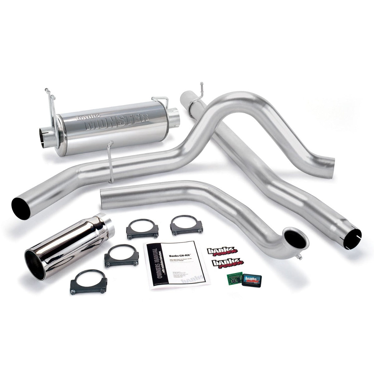 Banks Power 47513 Git-Kit; Single Exh; S/S-Chrome Tip-2001-03 Ford 7.3L; W/Cat Conv