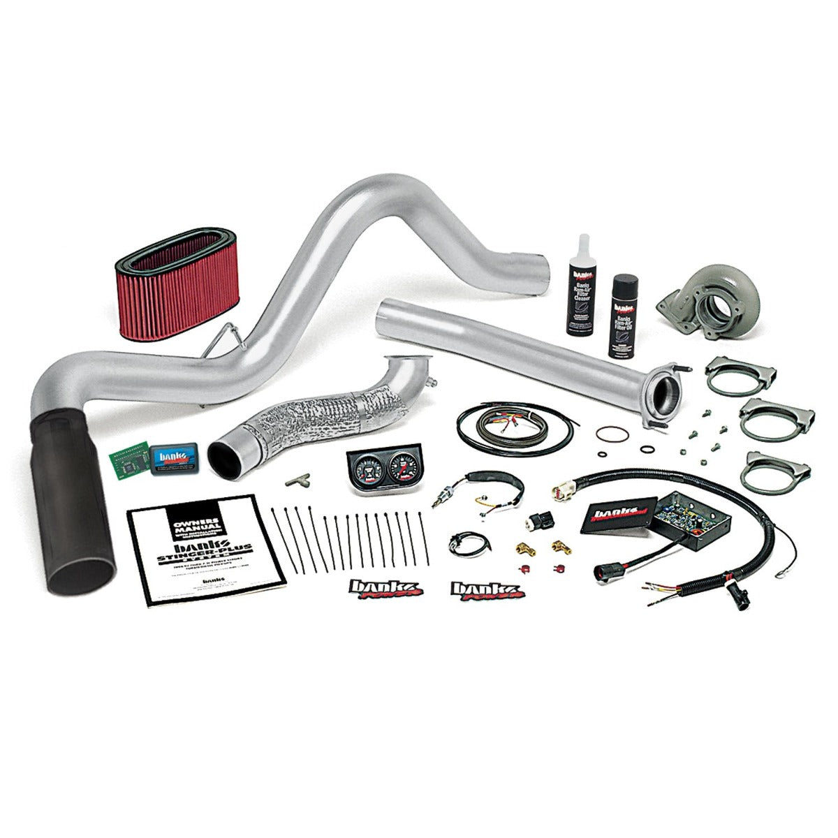 Banks Power 48560-B Stinger-Plus System; Single Exh; S/S-Black Tip-1995 1/2-97 Ford 7.3L; Man