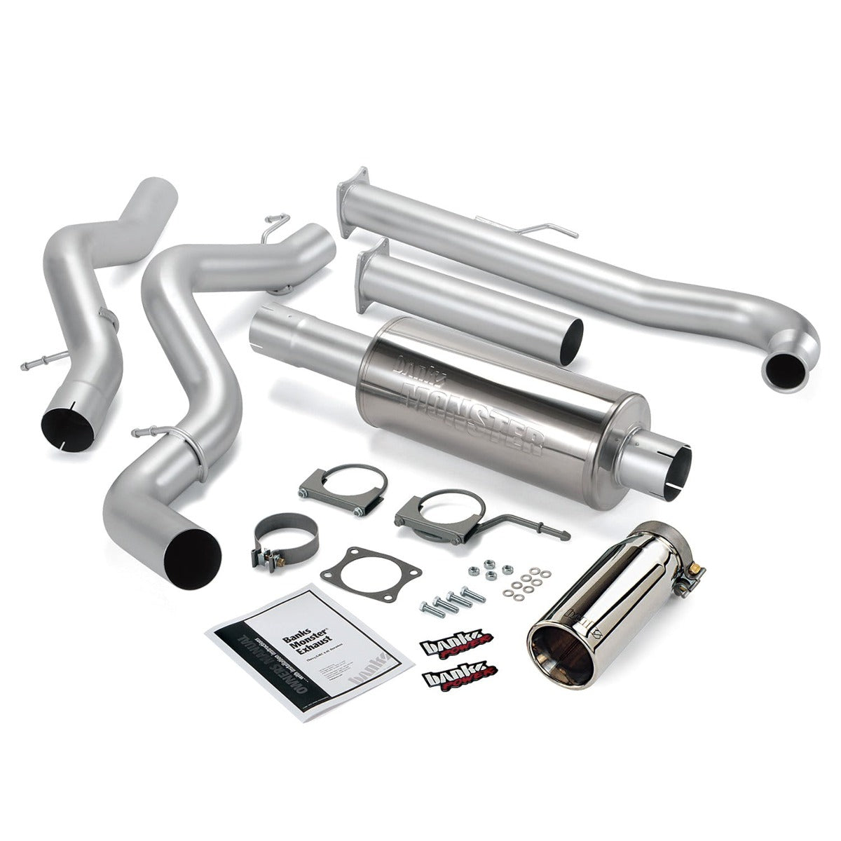 Banks Power 48628 Monster Exhaust System; S/S-Chrome Tip-2001-04 Chevy 6.6L Sclb