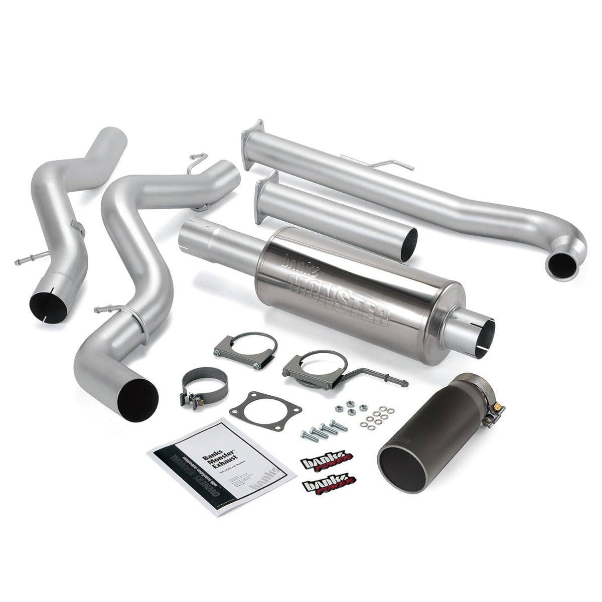 Banks Power 48628-B Monster Exhaust System; S/S-Black Tip-2001-04 Chevy 6.6L Sclb