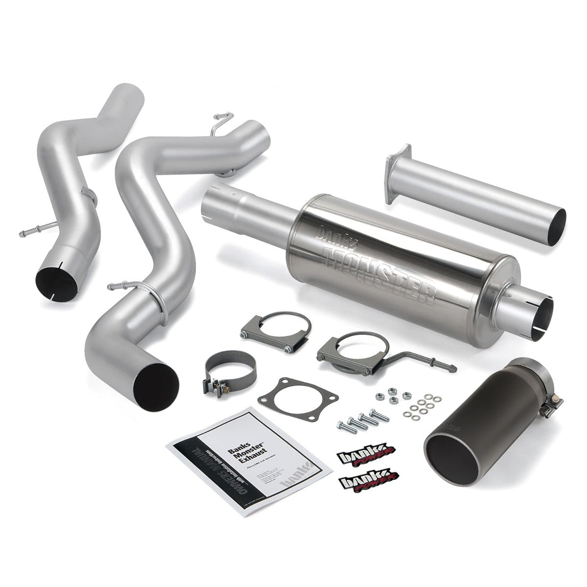 Banks Power 48632-B Monster Exhaust System; S/S-Black Tip-2002-05 Chevy 6.6L; Sclb