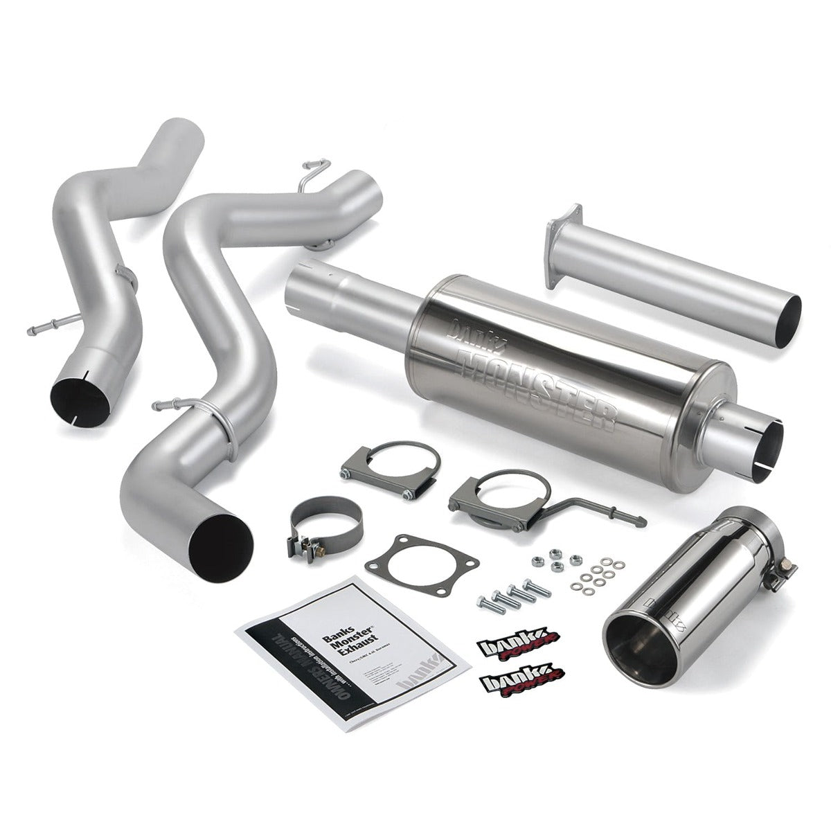 Banks Power 48634 Monster Exhaust System; S/S-Chrome Tip-2002-05 Chevy 6.6L; EC/CCLB