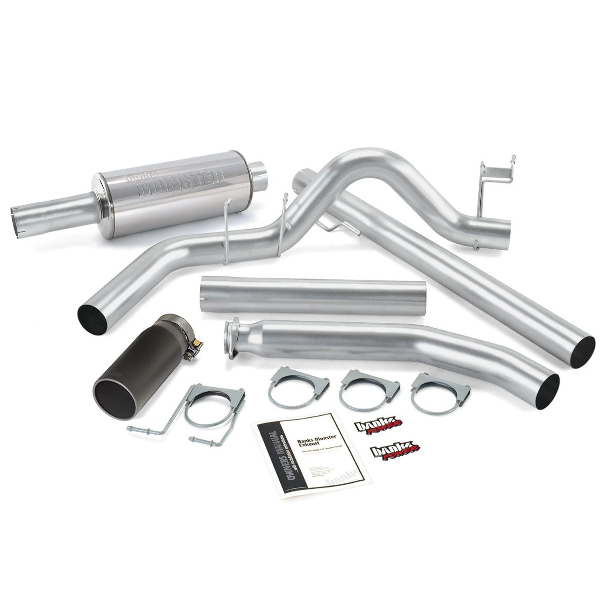 Banks Power 48635-B Monster Exhaust System; S/S-Black Tip-1998-02 Dodge 5.9L Std Cab