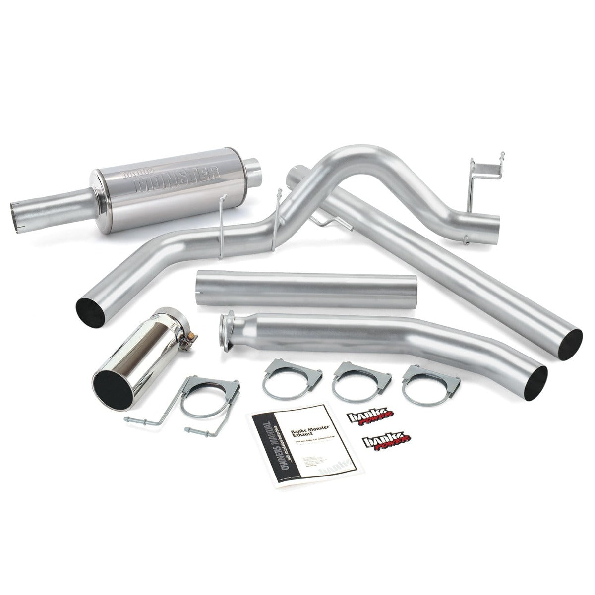 Banks Power 48636 Monster Exhaust System; S/S-Chrome Tip-1998-02 Dodge 5.9L; Ext Cab