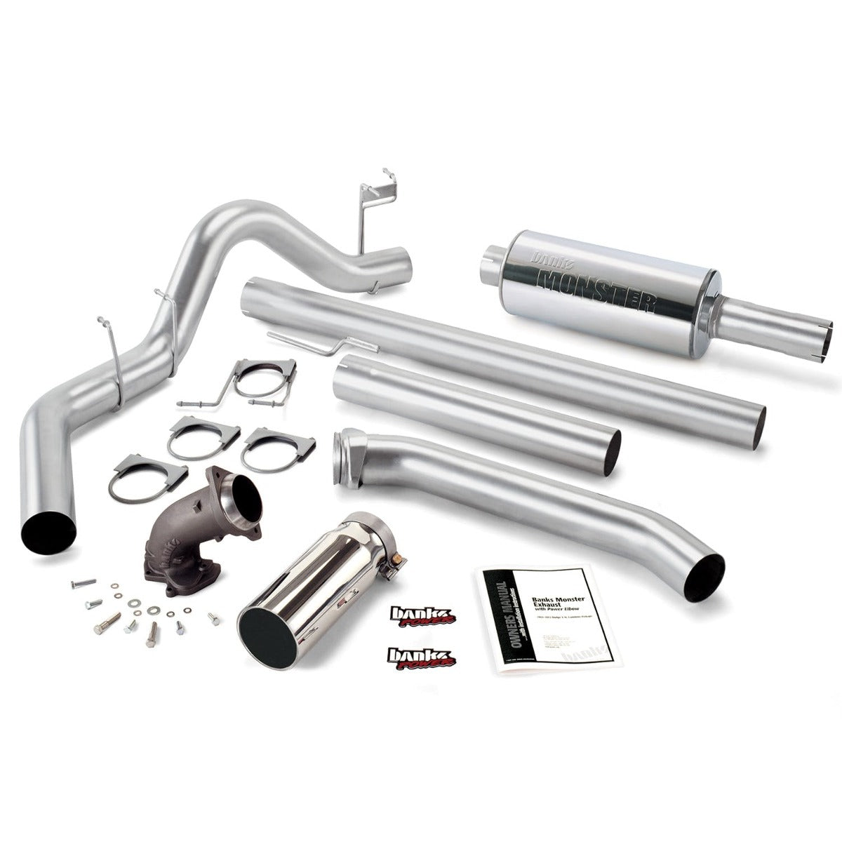 Banks Power 48637 Monster Exhaust W/Power Elbow; S/S-Chrome Tip-1998-02 Dodge 5.9L Std Cab