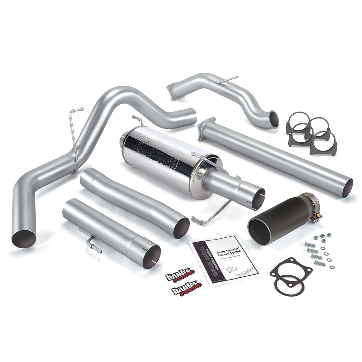 Banks Power 48640-B Monster Exhaust System; S/S-Black Tip-03-04 Dodge 5.9 Sclb/Ccsb; Cat