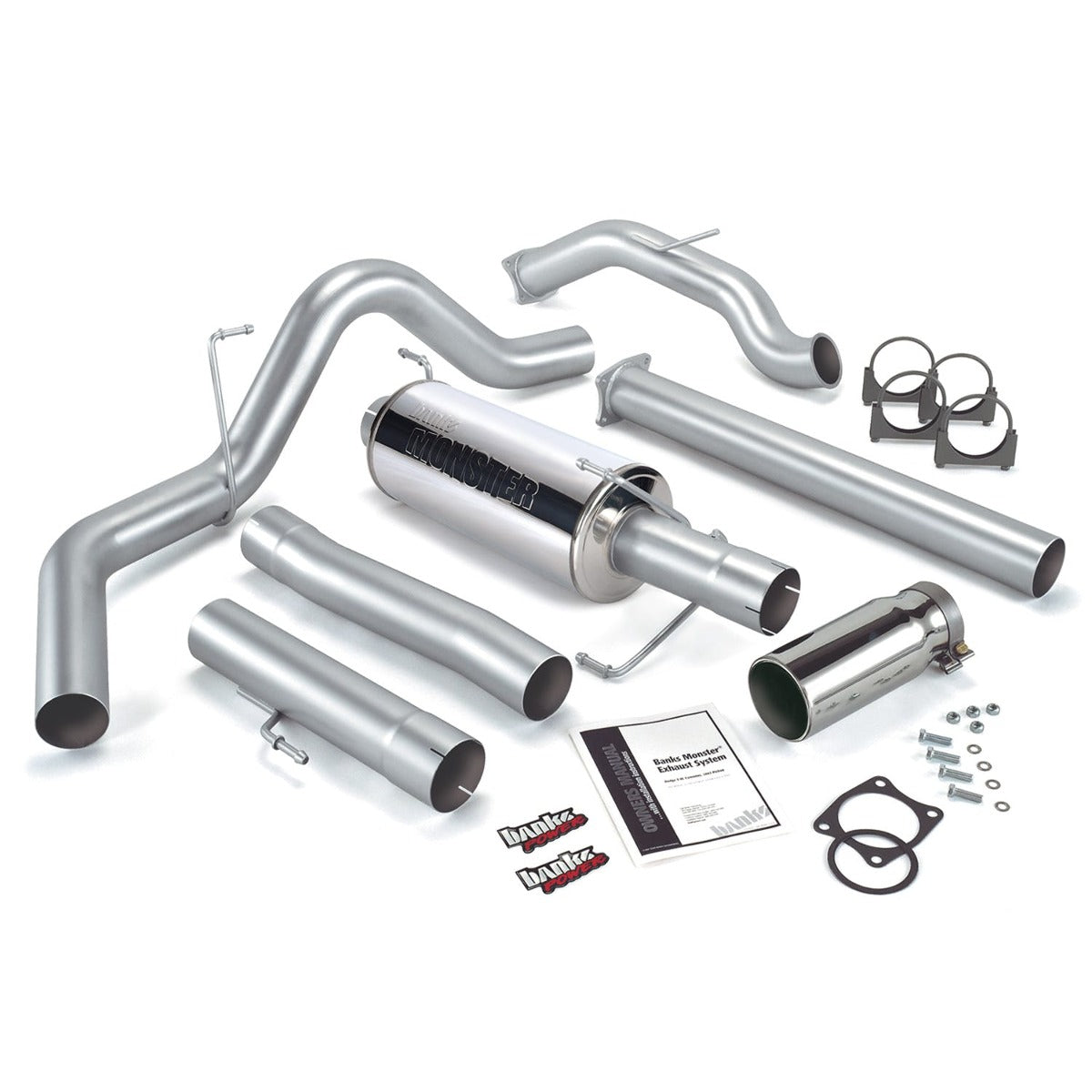 Banks Power 48642 Monster Exhaust System; S/S-Chrome Tip-2003-04 Dodge 5.9L; CCLB; Cat