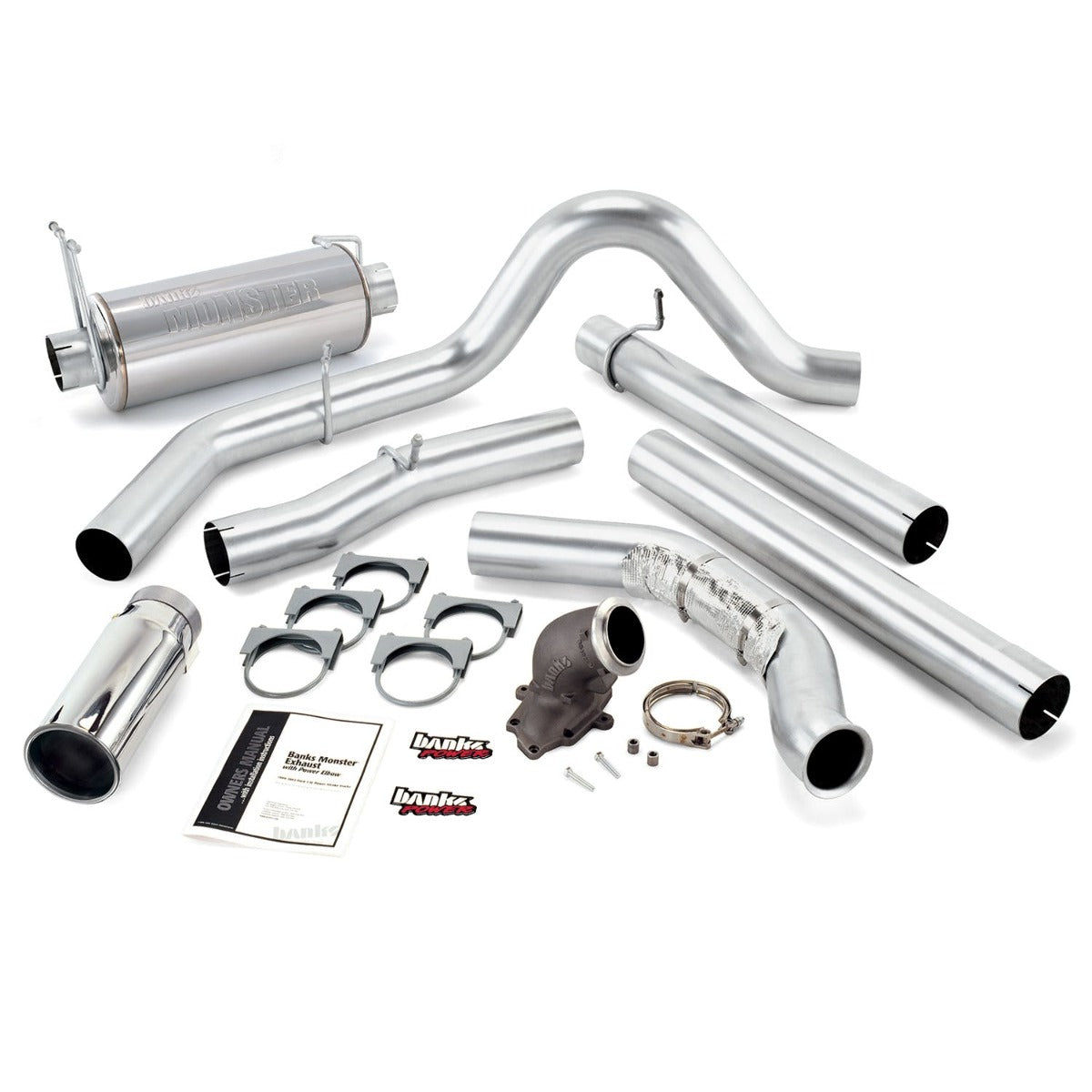 Banks Power 48654 Monster Exhaust W/Power Elbow; S/S-Chrome Tip-2000-03 Ford 7.3L; Excursion