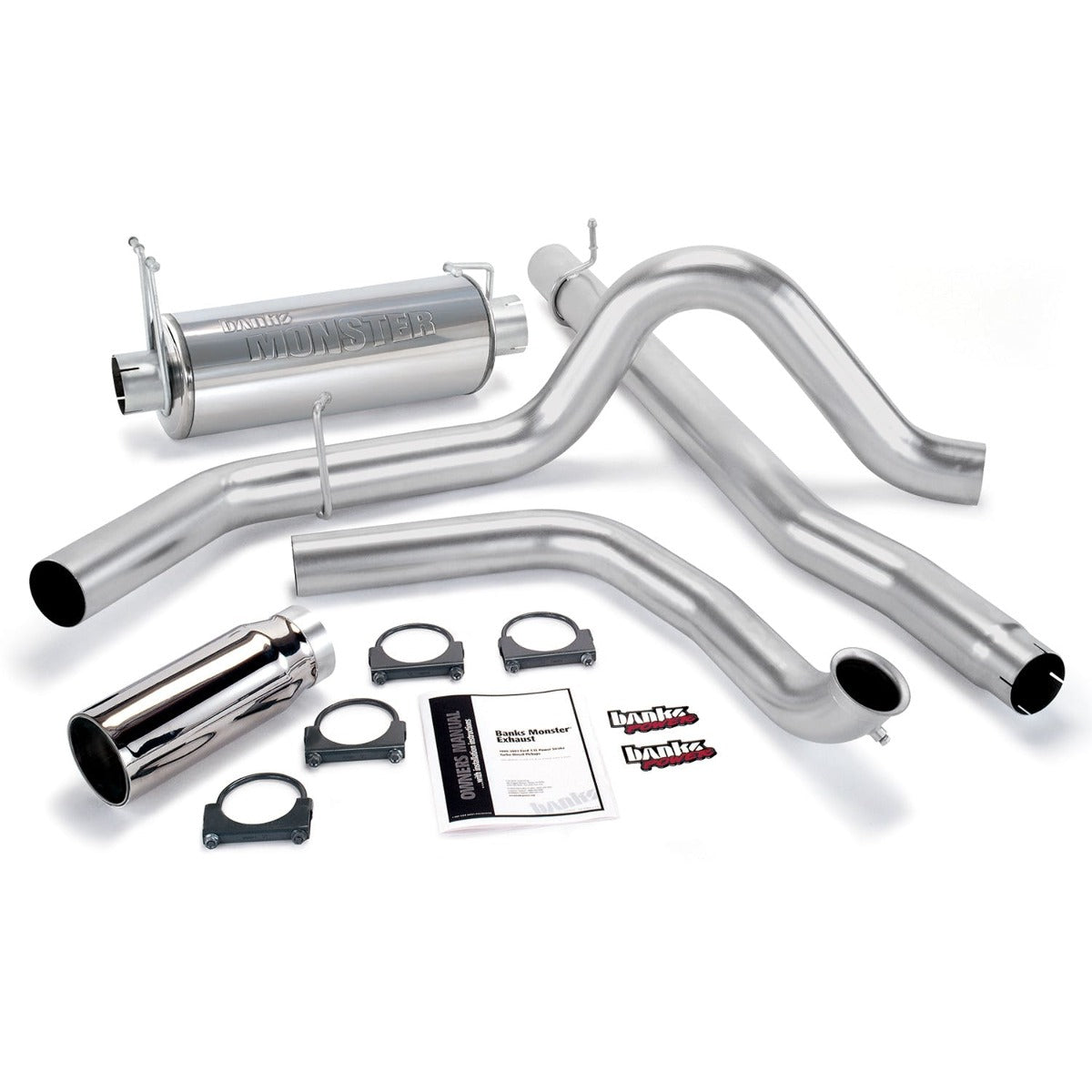 Banks Power 48655 Monster Exhaust System; S/S-Chrome Tip-1999 Ford 7.3L; Truck; Cat