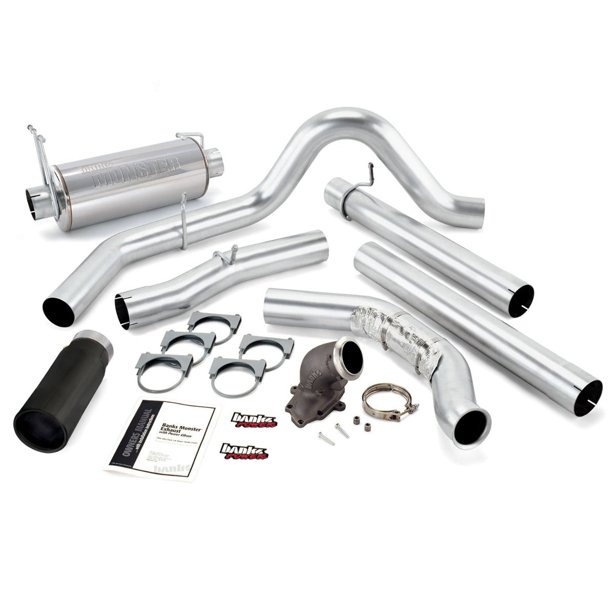 Banks Power 48660-B Monster Exhaust W/Power Elbow; S/S-Black Tip-2001-03 Ford 7.3L-275HP; Manual Tra