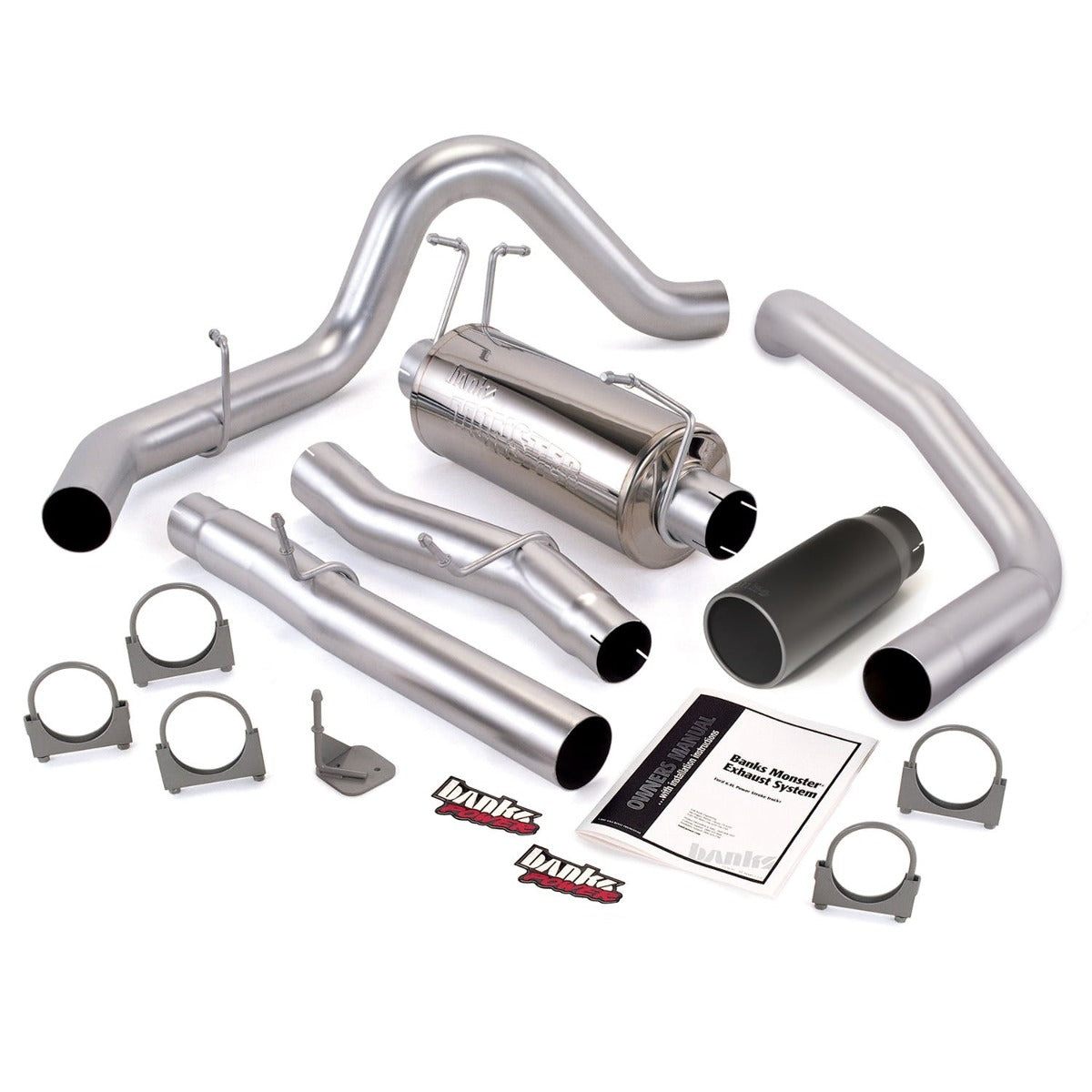 Banks Power 48787-B Monster Exhaust System; S/S-Black Tip-2003-07 Ford 6.0L; Cclb