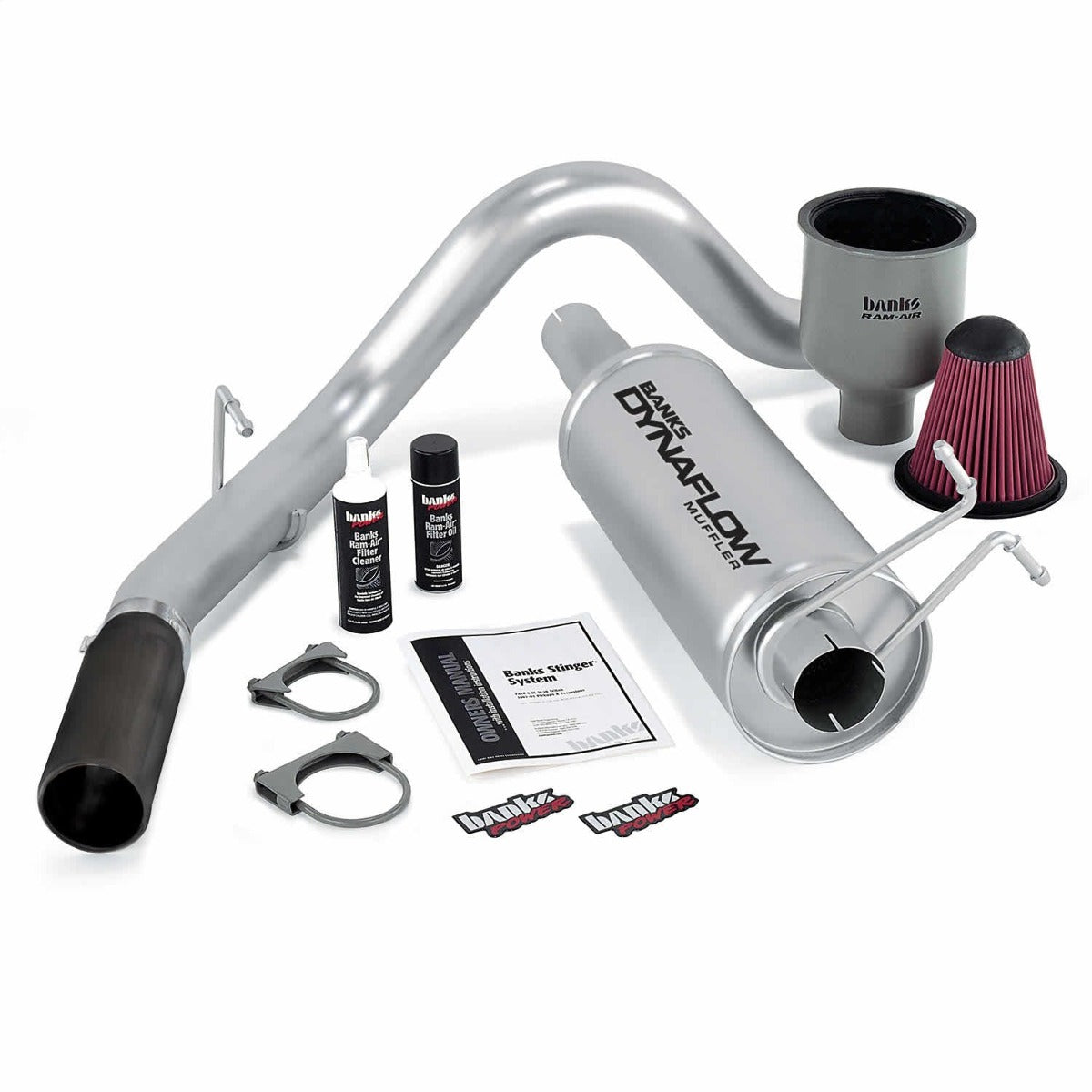 Banks Power 49137-B Stinger System; Single Exh; S/S-Black Tip-1999-04 Ford 6.8L; Ext/Crw; S/D