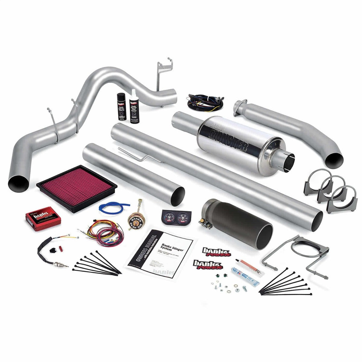 Banks Power 49370-B Stinger System; Single Exh; S/S-Black Tip-2001 Dodge 5.9L 235Hp; Ext Cab