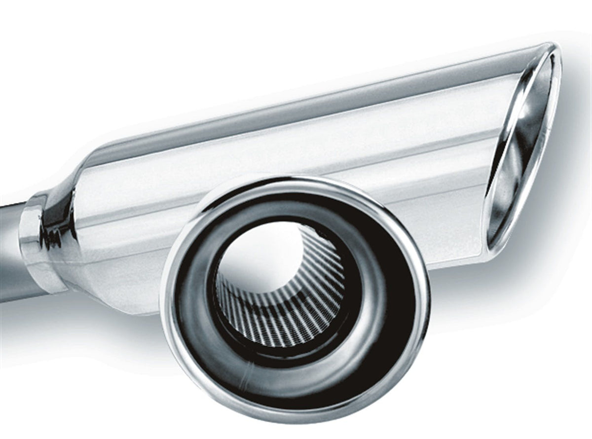 Borla 20248 TIP: 2.25in. INLET; 4in. ROUND ROLLED ANGLE CUT RESONATED X 13in. EMBOSSED
