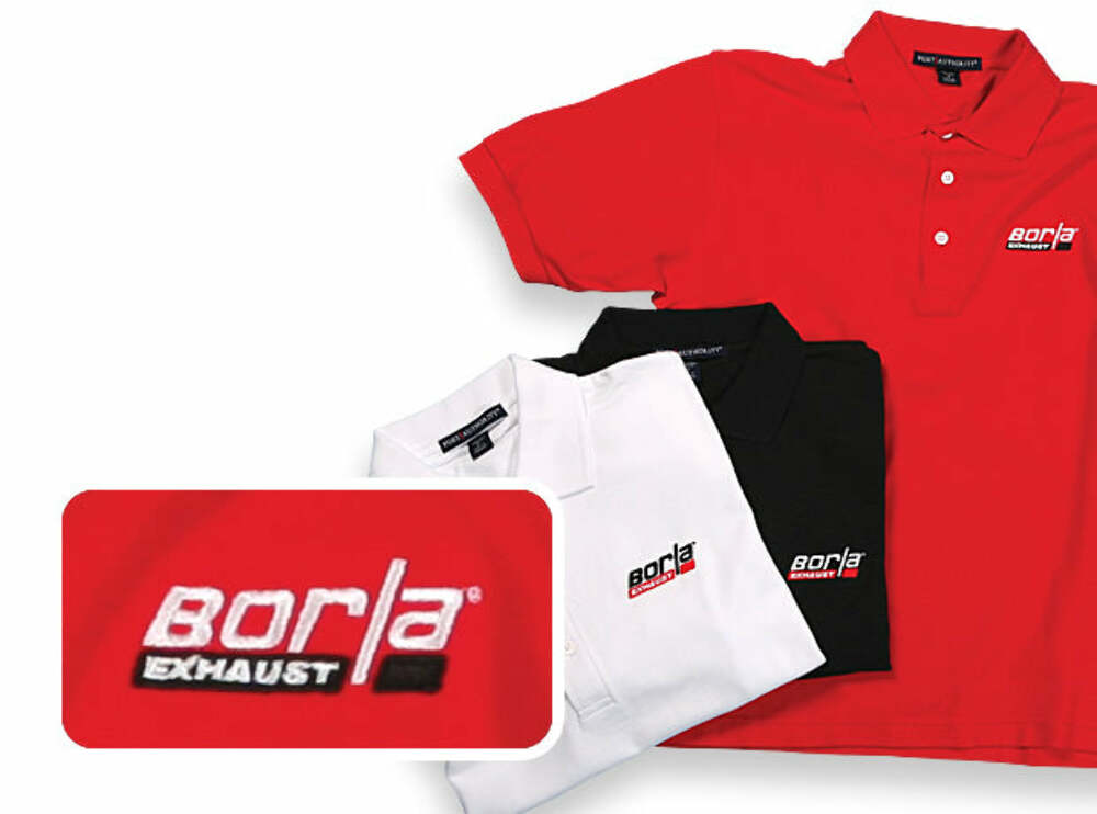 Borla 21122 Men's White Polo Shirt - Small