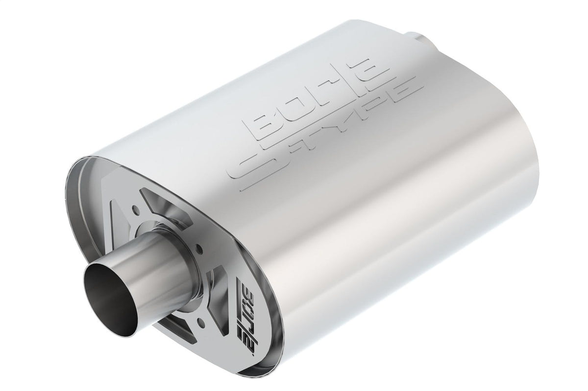 Borla 400855 CRATEMUFFLER?; OFFSET IN/CENTER OUT 2.50IN. S-TYPE FOR COYOTE 5.0L